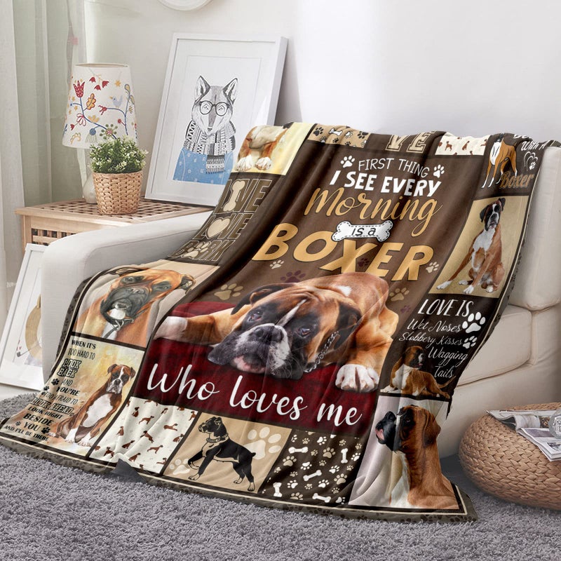 Tupmnbry Tupmnbry Boxer Dog Blanket Cute Puppy Throw Blanket Super Soft Flannel Throw Blanket Lightweight Fluffy Plush Fuzzy Bed Blanket for Cute Pet 50X60 