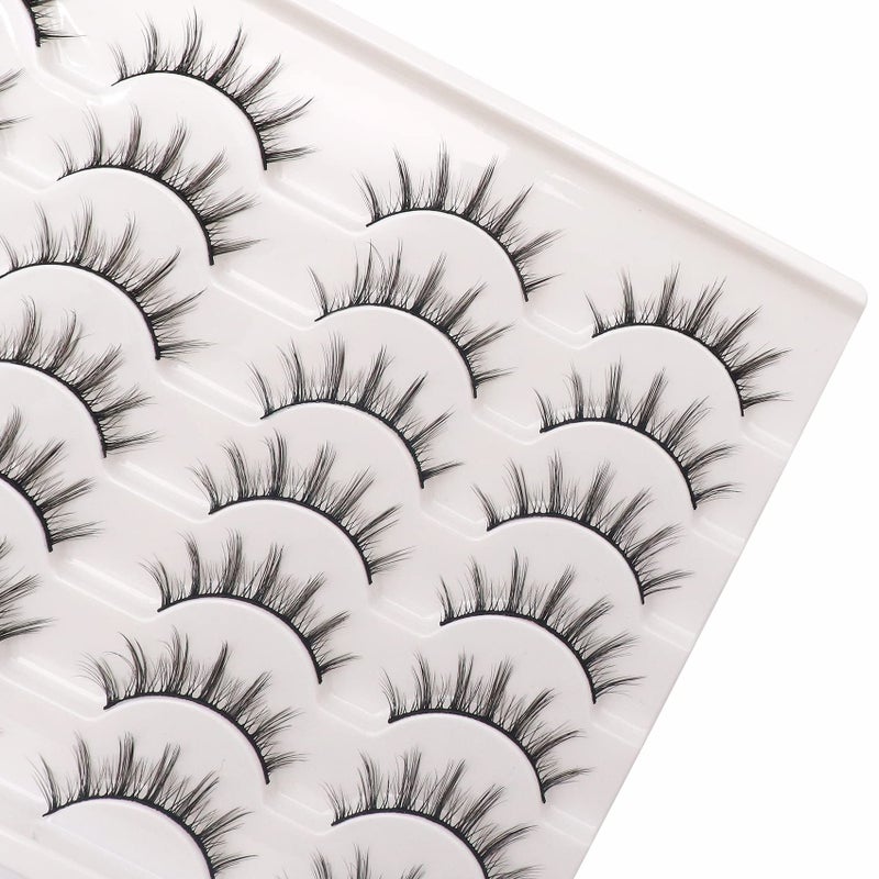 Losha Manga Lashes Fluffy Faux Mink Lashes 14 Pairs Natural False Lashes Pack Wispy Short Anime Lashes Look Like Individual Clusters (3D1009) - Image 2