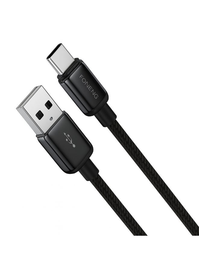 فونينج كابل شحن سريع فونينج X119 – سلك مضفر TYPE-C بطول 1 متر – شحن 18W مع سلك سميك OD4.2 – هيكل زنك ألووي متين – مقاوم للانحناء (Zinc Alloy Data Cable) - Image 1