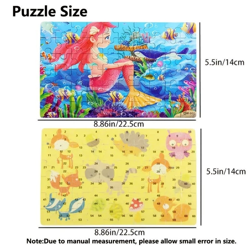 60 Pieces Wooden Puzzle Aircraft Ship With Storage Box Educational Toy - Image 2
