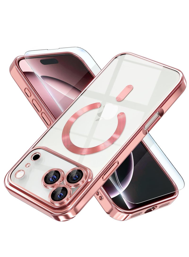 بورتوني جراب iPhone 17 Pro Max متوافق مع غطاء MagSafe مع زجاج مقسّى 9D Full HD Glass لهاتف iPhone 17 Pro Max مع حماية كاملة لعدسة الكاميرا جراب شفاف لهاتف iPhone 17 Pro Max مقاس 6.9 بوصة - Image 1