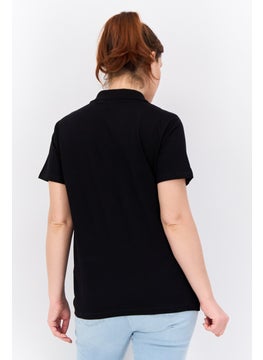 Lyle & Scott Women Spread Collar Short Sleeves Brand Logo Polo Shirt, Black  - Image 3