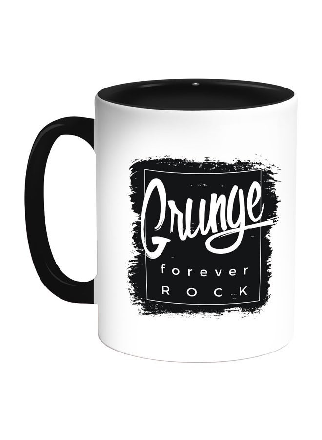 RYN Grunge Forever Rock Printed Coffee Mug White/Black 11ounce