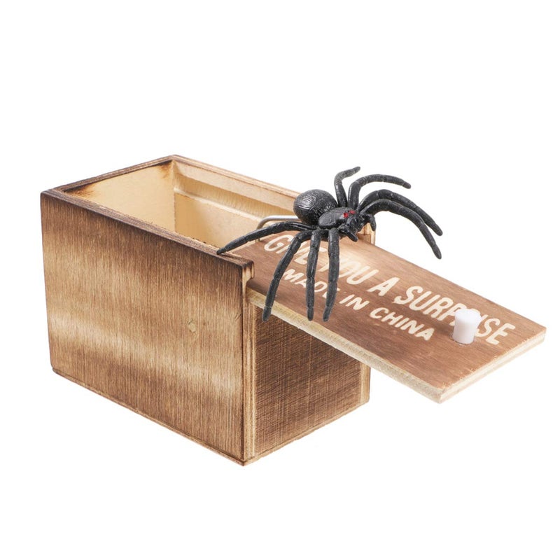 STOBOK Spider Prank Scare Box Wooden Surprise Box Joke Boxes Gag Joke Toys for Gift Party Favors (with Letters 1 Spider in 1 Box) - Image 1