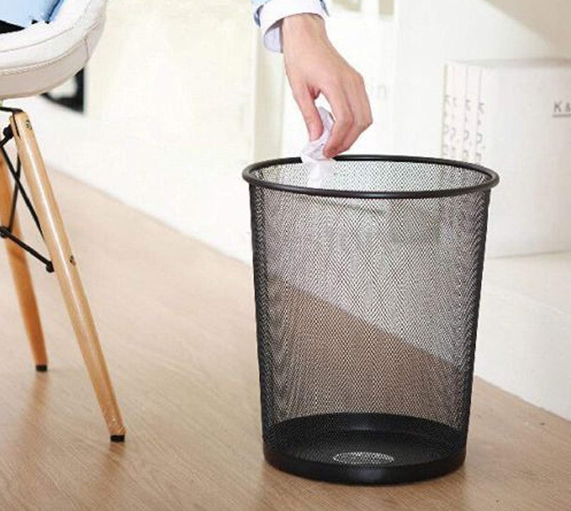 APURK Metal Mesh Medium Size Dustbin for Office useSmall RoomsSchool BedroomKids Room Home Multi Purpose Black Set of 1 - Image 4
