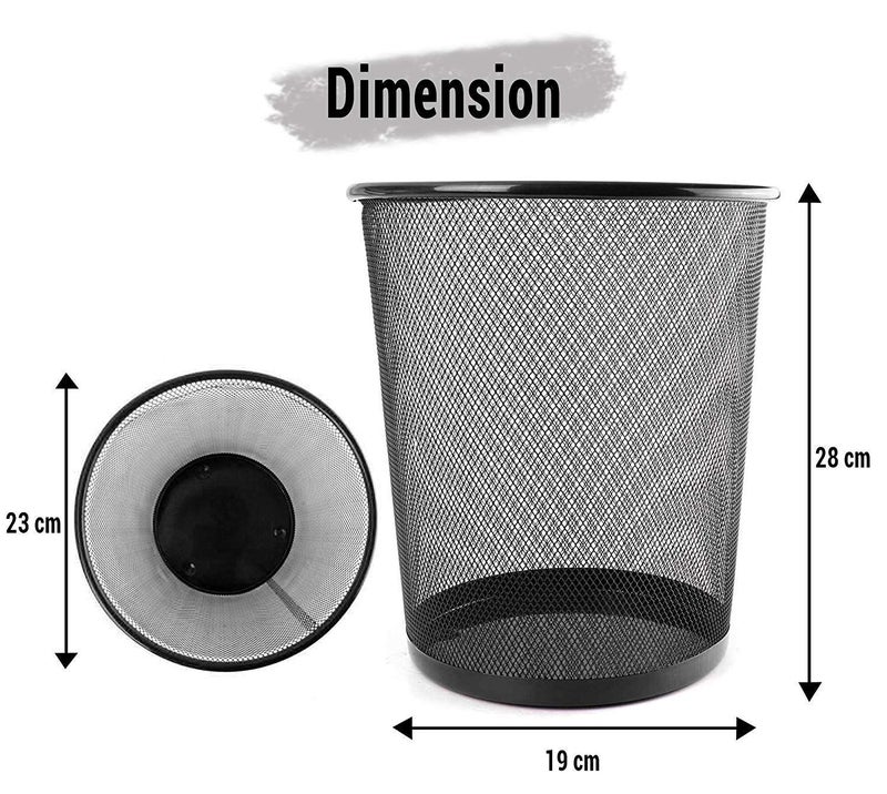 APURK Metal Mesh Medium Size Dustbin for Office useSmall RoomsSchool BedroomKids Room Home Multi Purpose Black Set of 1 - Image 5