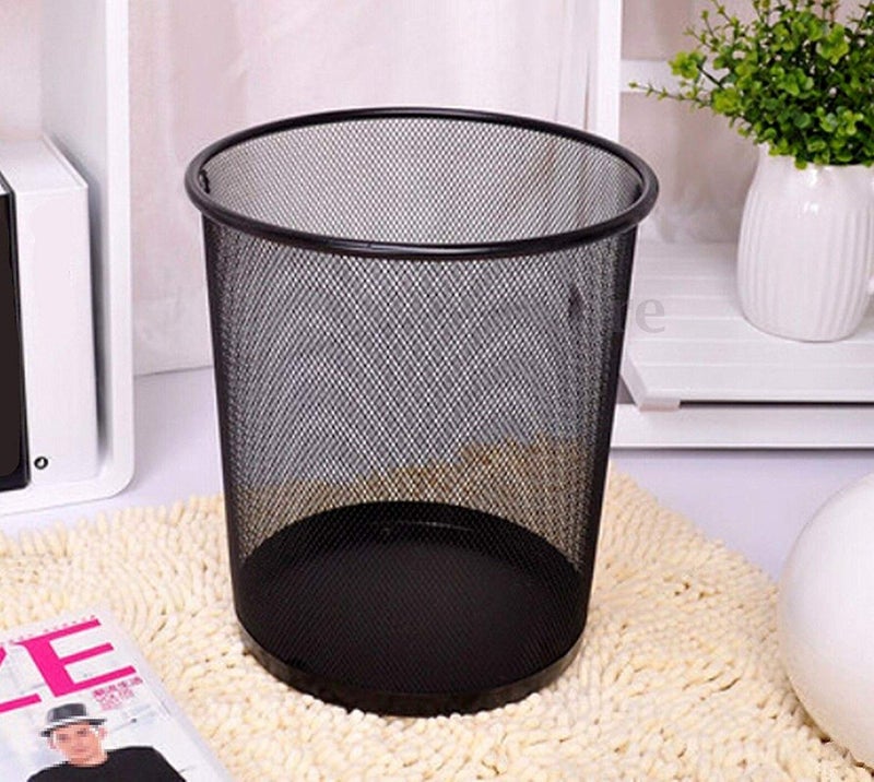 APURK Metal Mesh Medium Size Dustbin for Office useSmall RoomsSchool BedroomKids Room Home Multi Purpose Black Set of 1 - Image 1