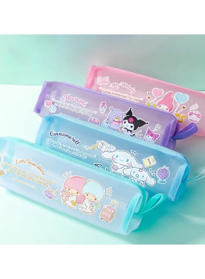 GGEROU Sanrio Transparent Pencil Case Mesh Pencil Bag Cinnamoroll Kuromi Mymelody Littletwinstars Cartoon Kawaii Creative Mesh Pencil Bag - Image 4