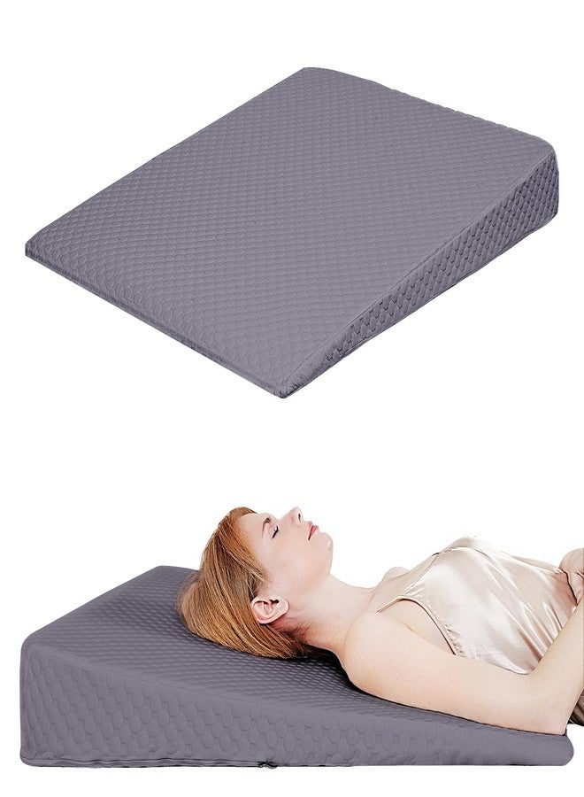 VADSBO Wedge Pillow, Bed Wedge Pillows for Sleeping, Snoring, Back Support, After Surgery, Foam Triangle Pillow, Removable Washable Cover (Gray, 5in) - Image 1