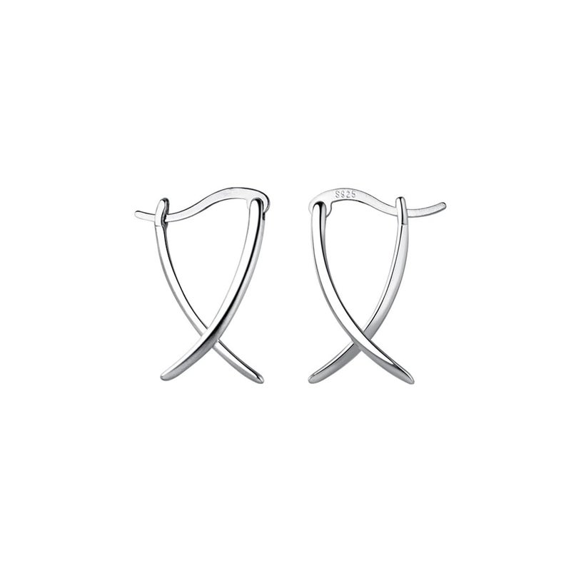 SLUYNZ 925 Sterling Silver X Hoop Earrings for Women Teen Girls Minimalist Hoop Earrings Huggie (A-Sterling Silver) - Image 1