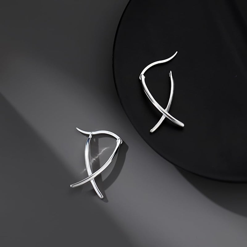 SLUYNZ 925 Sterling Silver X Hoop Earrings for Women Teen Girls Minimalist Hoop Earrings Huggie (A-Sterling Silver) - Image 5