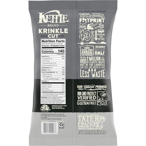 Kettle Brand Krinkle Cut Salt and Fresh Ground Pepper Kettle Potato Chips, Gluten-Free, Non-GMO, 7.5 oz Bag - Image 5