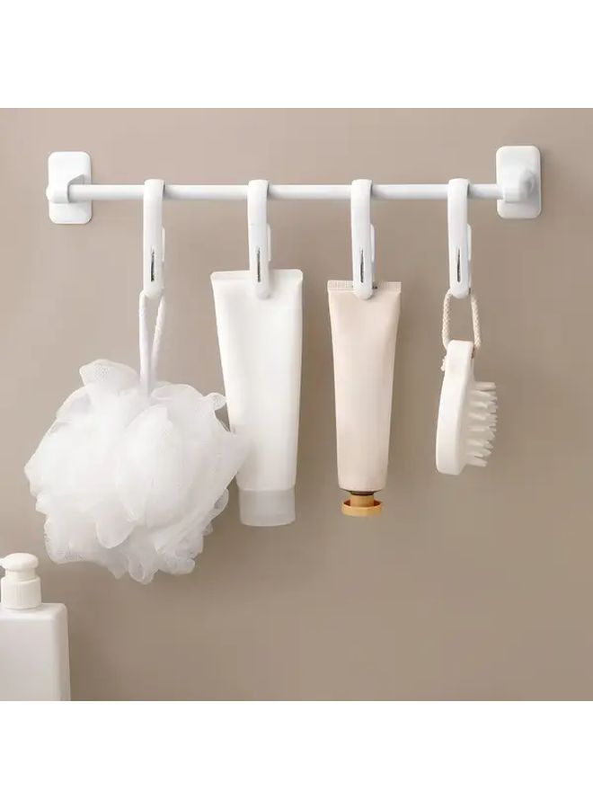 Coffee 5 Pack Heavy Duty Reversible Wall Mounted Multipurpose Clips Hooks White Plastic Space Saving Screw Adhesive - Image 2