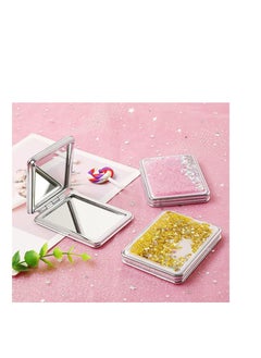 Y&D Pocket Mirror, Purse Makeup Double Sided Portable Compact Creative Quicksand Small Mini Glitter Foldable Fashion Hand Mirror Travel (Silver)  - Image 2