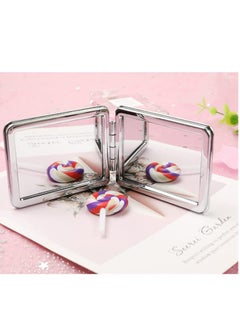 Y&D Pocket Mirror, Purse Makeup Double Sided Portable Compact Creative Quicksand Small Mini Glitter Foldable Fashion Hand Mirror Travel (Silver)  - Image 3