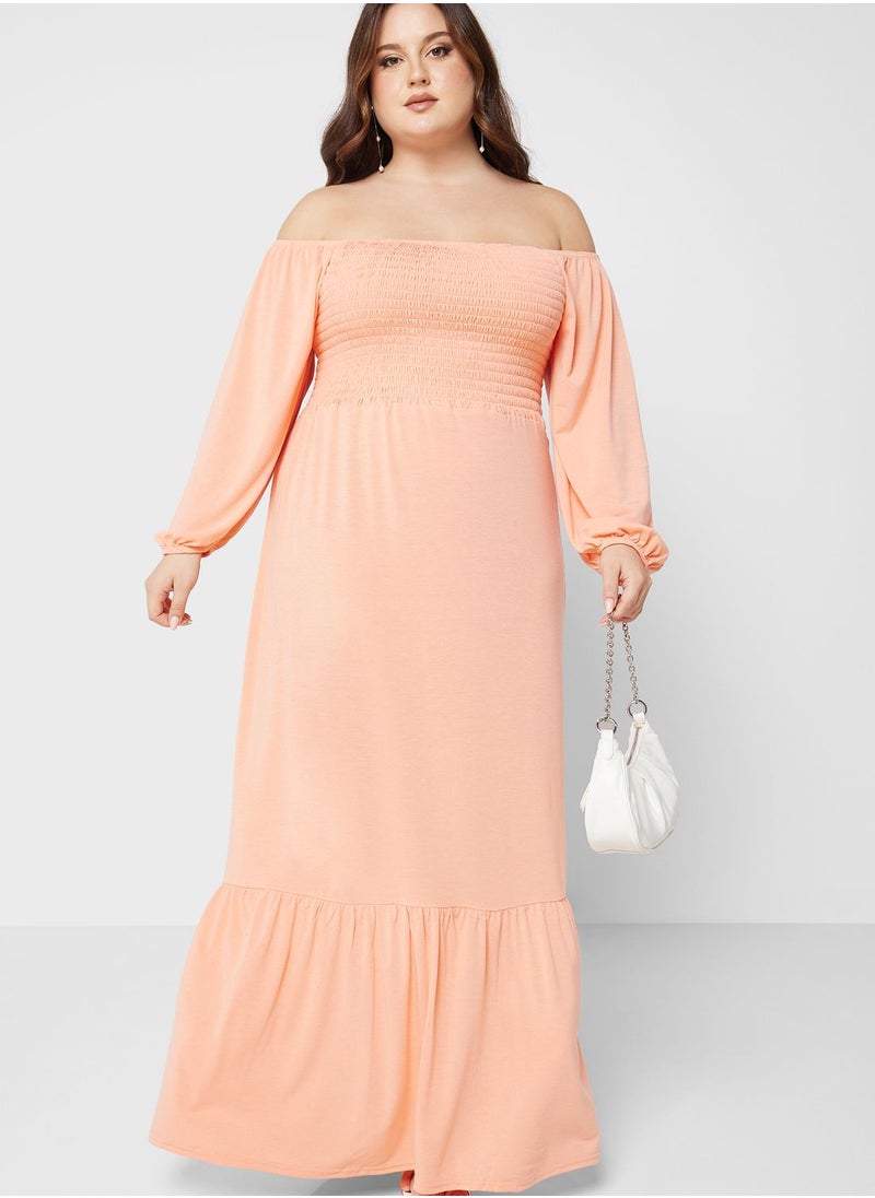 In The Style Curve Smocked Off-Shoulder Dress  - Image 4