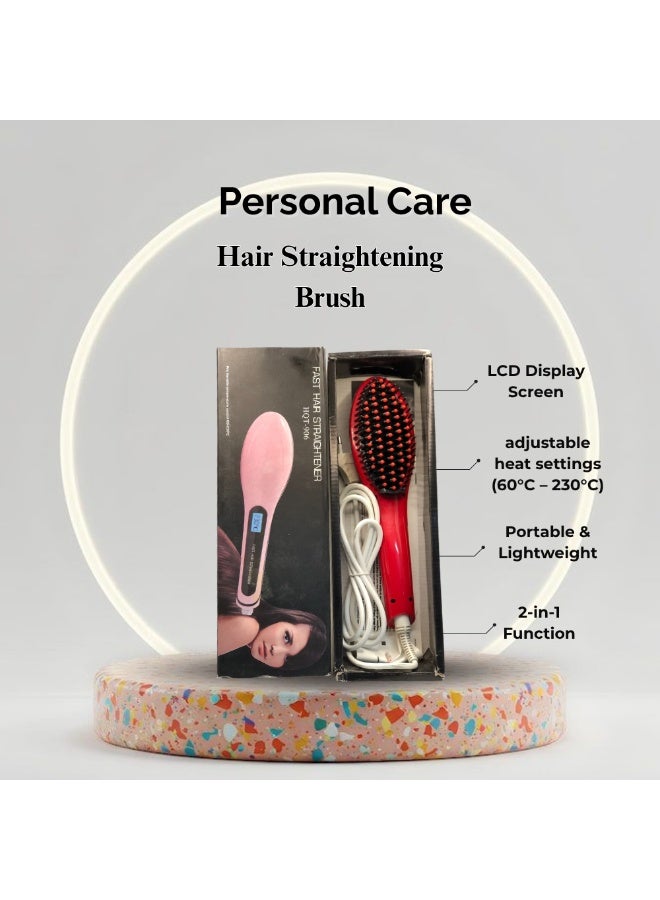 فاست هير ستريتنر فرشاة فرد شعر سريعة للنساء | شاشة LCD رقمية، تصفيف 2 في 1، سرعة حرارة قابلة للتعديل، خفيفة الوزن وقابلة للحمل - Image 1