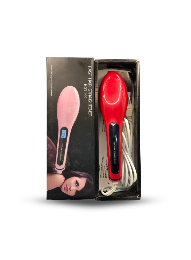 فاست هير ستريتنر فرشاة فرد شعر سريعة للنساء | شاشة LCD رقمية، تصفيف 2 في 1، سرعة حرارة قابلة للتعديل، خفيفة الوزن وقابلة للحمل - Image 2