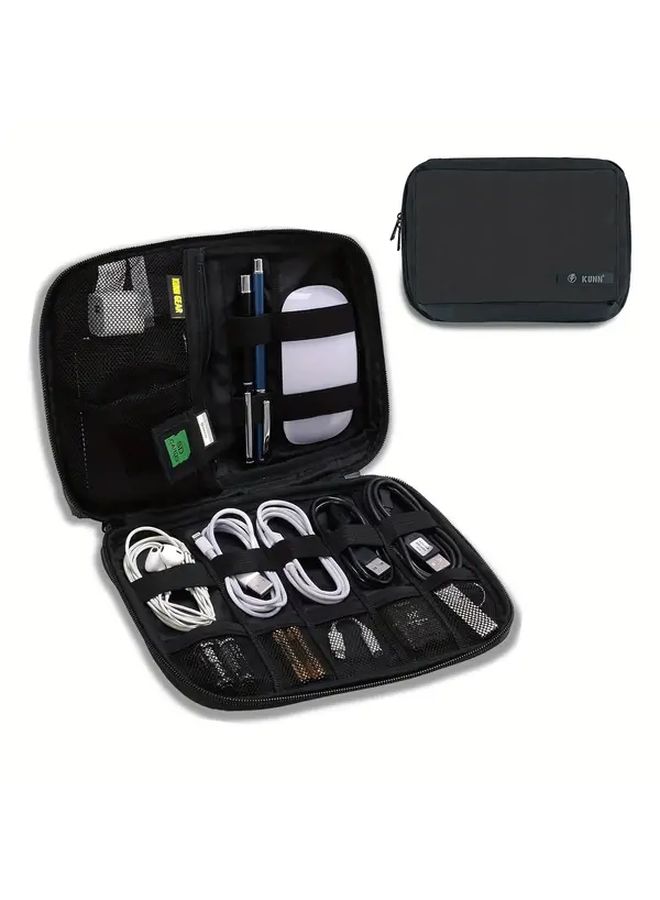 Black Electronics Organizer Travel Case Small Cord Bag Tech Organizer Travel Accessories For Men Women Cable Essentials Phone Sd Card - Image 1