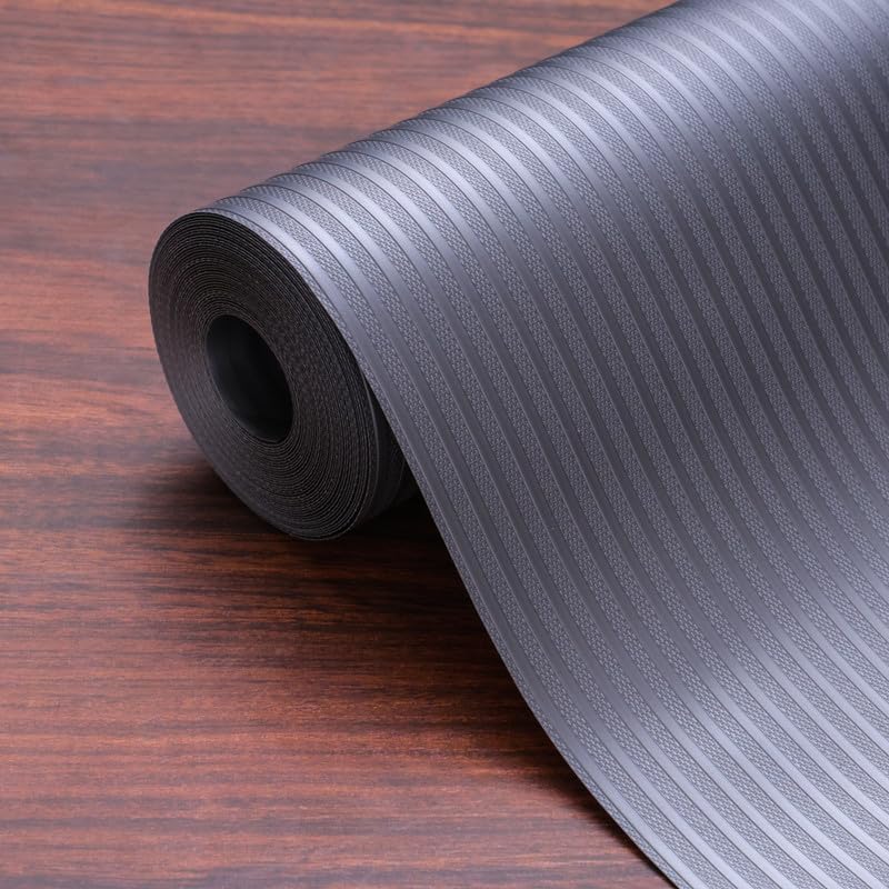 EASY HOME Multipurpose EVA Anti-Slip Mat (45cm x 5 Meter, Grey Lines) – Waterproof, Washable Shelf Liner Roll Sheet for Kitchen, Bathroom, Drawers, Cabinets, Fridge & Table Mat - Image 1
