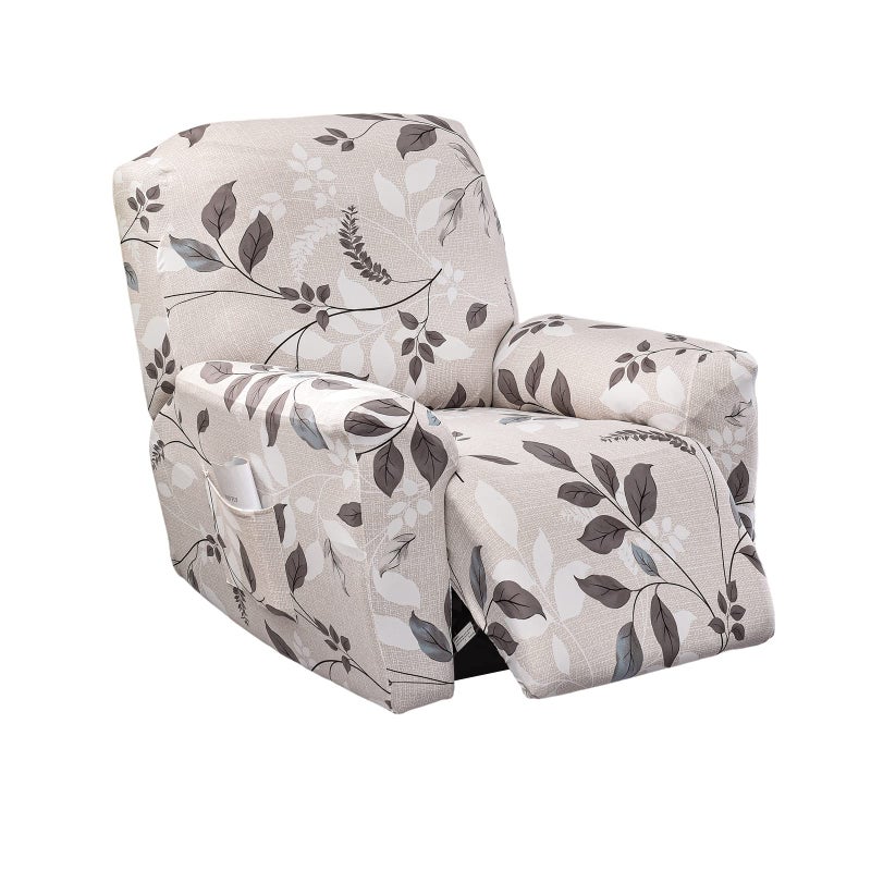 CRFATOP Floral Printed Recliner Cover with Pockets Single Reclining Slipcover 4-Pieces Lazy Boy Recliner Armchair Cover with Elastic Bottom for Recliner Furniture Protector for Kid Pet - Image 1