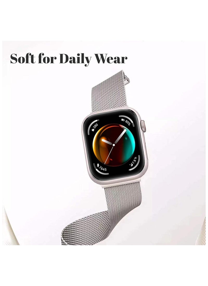 TWEGGON - Milanese Loop Band/Strap for Apple Watch All Series Compatible with 42mm(Series 10 42)/41mm/40mm/38mm Starlight - Image 1