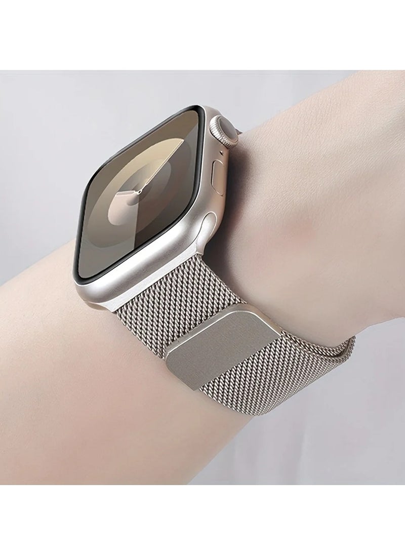 TWEGGON - Milanese Loop Band/Strap for Apple Watch All Series Compatible with 42mm(Series 10 42)/41mm/40mm/38mm Starlight - Image 1