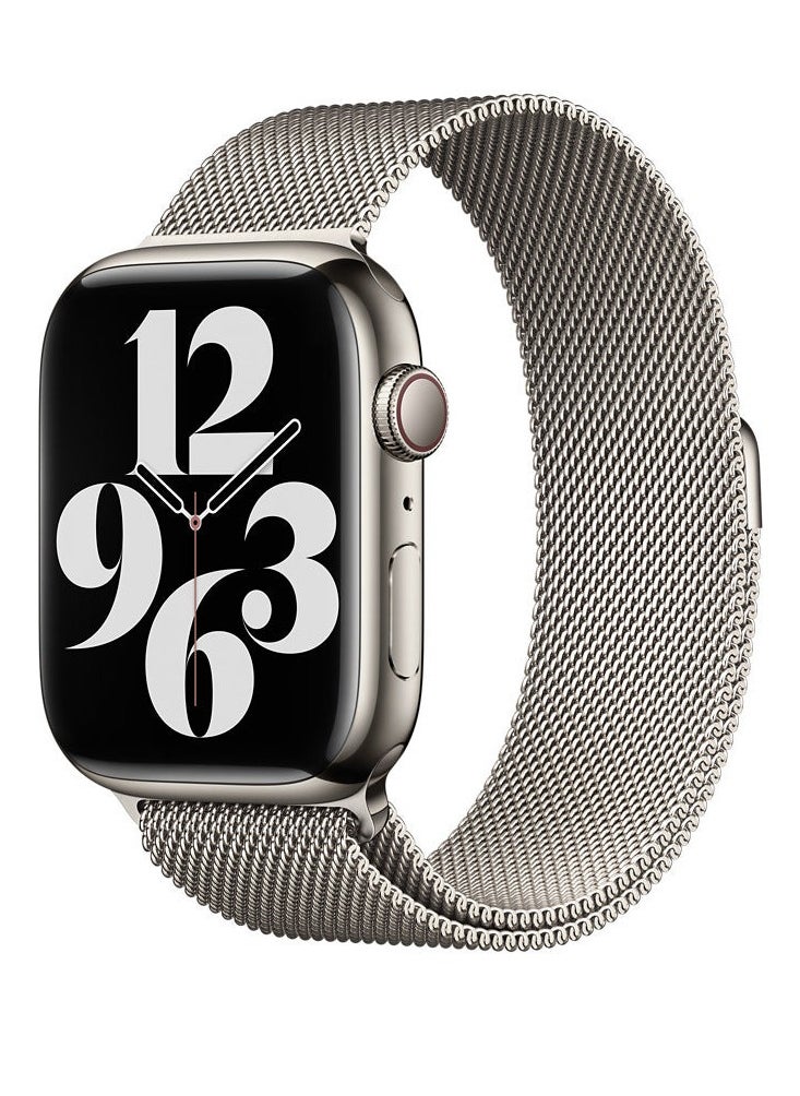 TWEGGON - Milanese Loop Band/Strap for Apple Watch All Series Compatible with 42mm(Series 10 42)/41mm/40mm/38mm Starlight - Image 1