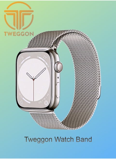 Milanese Loop Band/Strap for Apple Watch All Series Compatible with 42mm(Series 10 42)/41mm/40mm/38mm Starlight