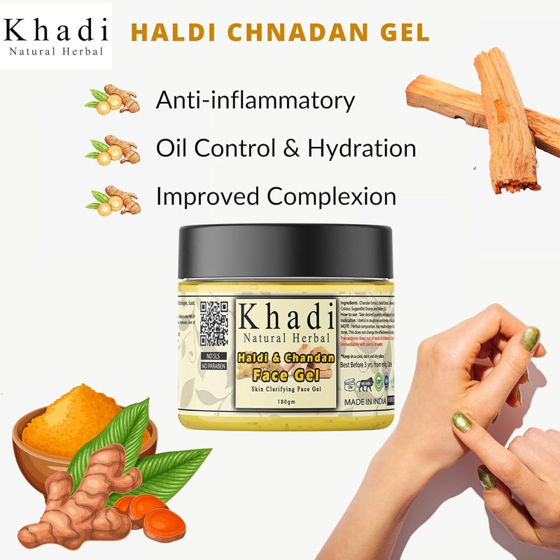 Khadi Natural Herbal Khadi Natural Herbal Haldi and Chandan Face Gel for Men and Women 180gm Skin Moisturizer With Aloevera - Image 2