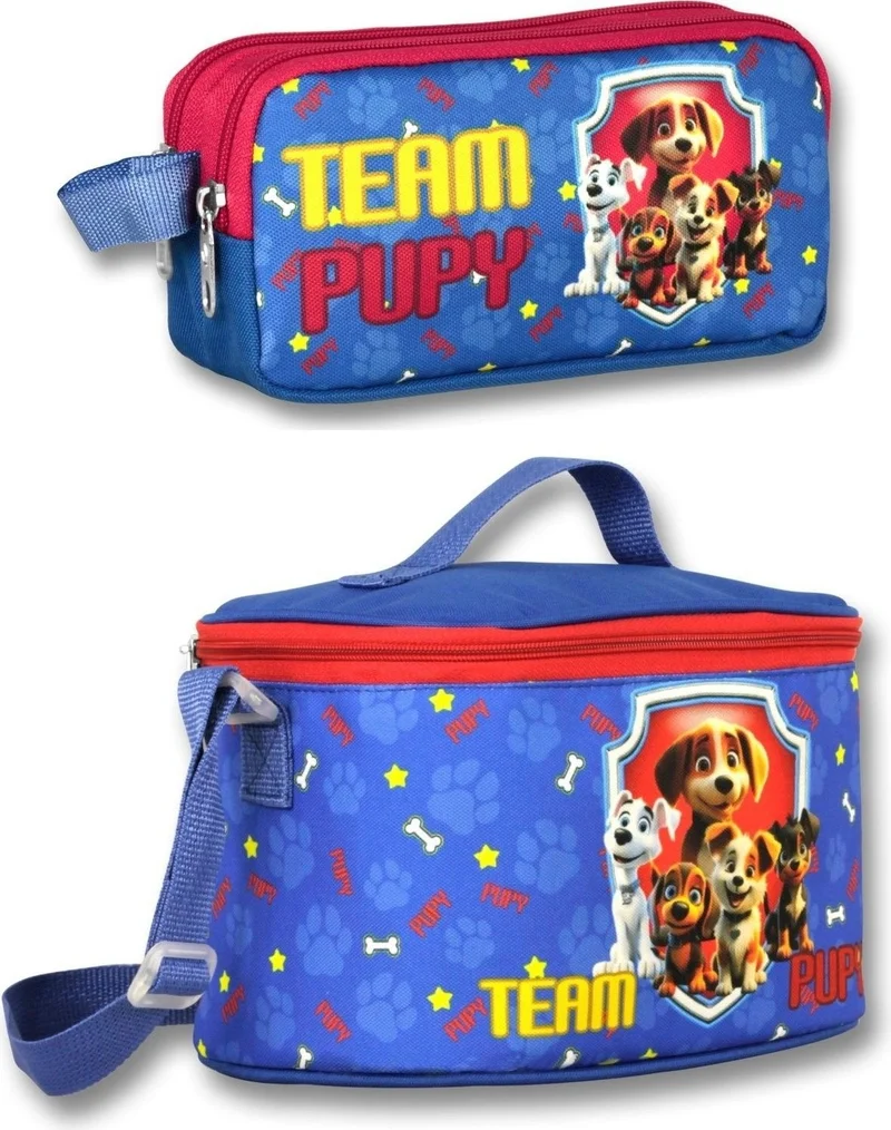 Ümit Çanta Cennec Team Pupy Boy Blue-Red Thermal Insulated Lunch Bag and Pencil Case Set