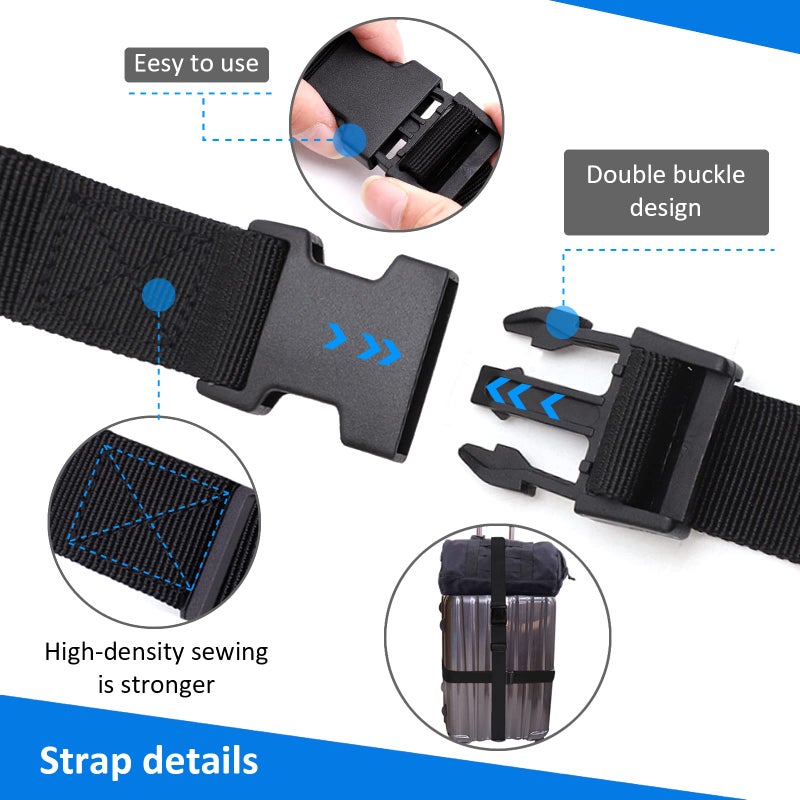 Ayifan 6 Pack Nylon Tie Down Straps 1" x 60" Lashing Straps with Quick Release Adjustable Buckles for Suitcases,Backpacking, Trail Camera,Sleeping Bag,Travel Belt Black - Image 3
