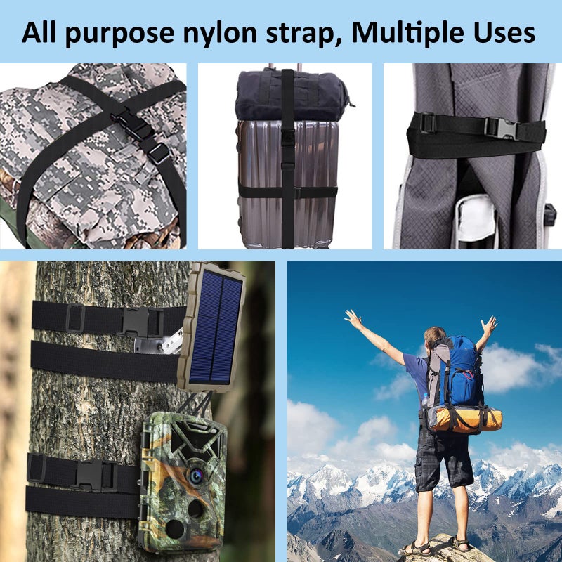 Ayifan 6 Pack Nylon Tie Down Straps 1" x 60" Lashing Straps with Quick Release Adjustable Buckles for Suitcases,Backpacking, Trail Camera,Sleeping Bag,Travel Belt Black - Image 5