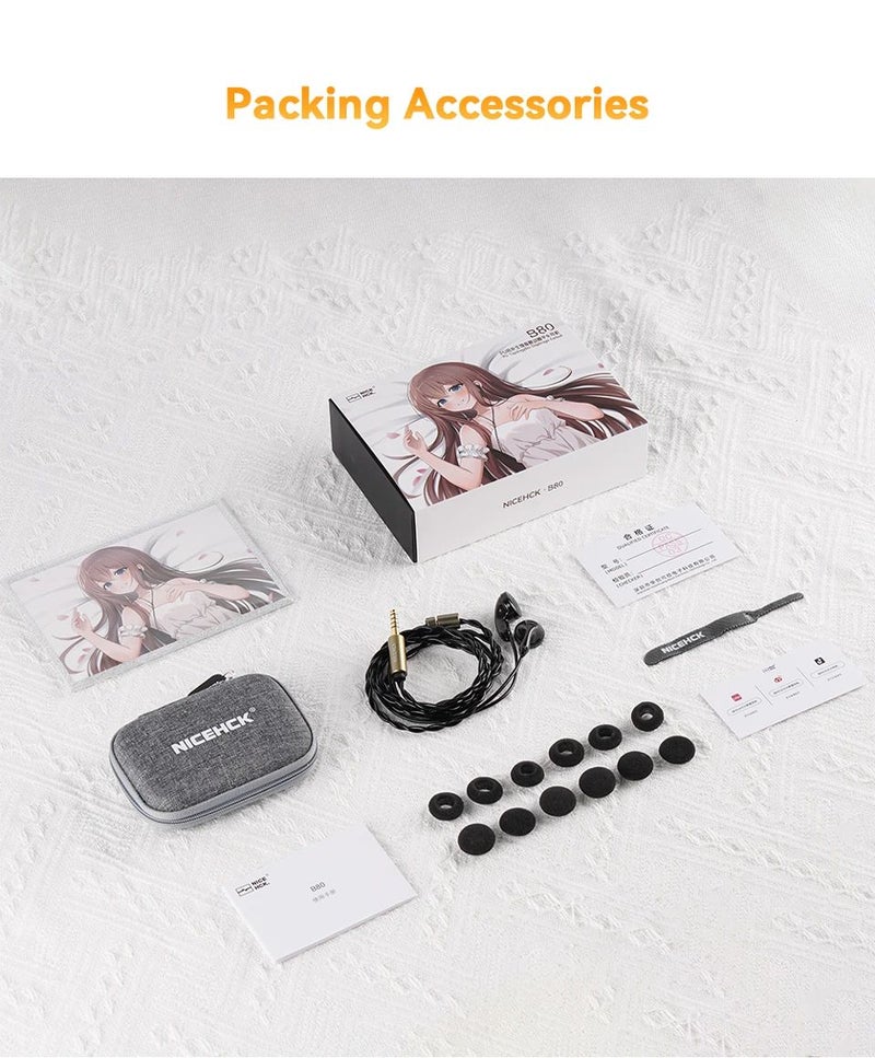 Nicehck B80 HiFi In-Ear Earphones, 14.8mm TopologyBio PU Diaphragm, Dynamic HD Driver, Wired Music Earphones 3.5mm With Mic - Image 5