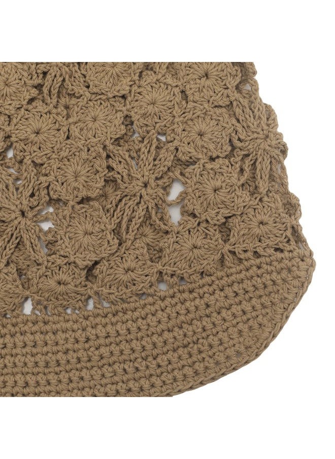 ZLYC Women Summer Slouchy Crochet Hat Handmade Cutout Knit Skull Cap with Visor (Plain Khaki)  - Image 5