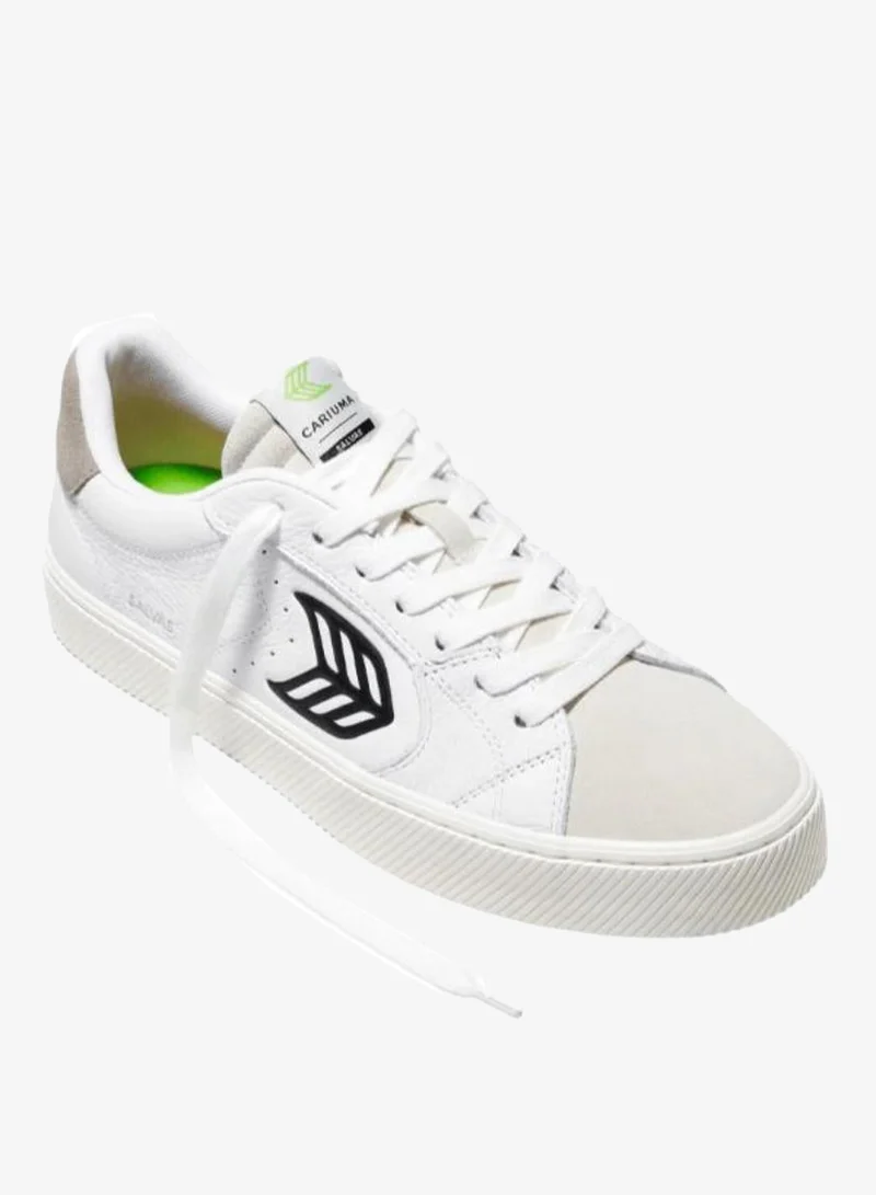 كاريوما SALVAS White Premium Leather Vintage White Suede Black Logo Sneaker