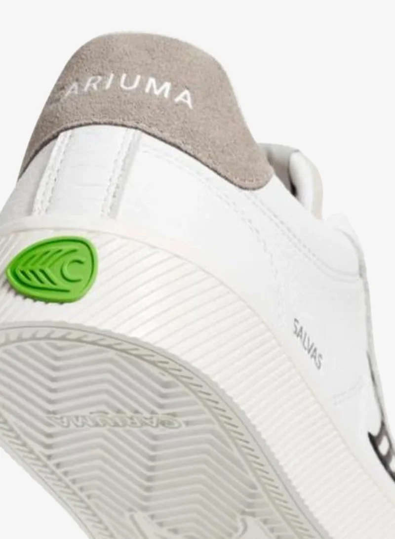 Cariuma  SALVAS White Premium Leather Vintage White Suede Black Logo Sneaker  | Best Price UAE