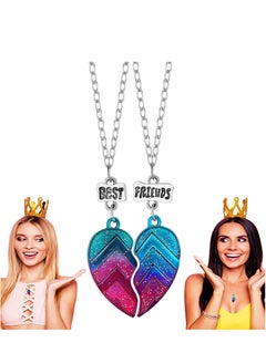 Best Friend Necklace, Half Heart Pendant, Friendship Necklace, BFF Necklace for 2-Split Valentine Heart Necklace, Sister Necklace Set Jewelry Birthday Valentine Gift for friend, 1 Set