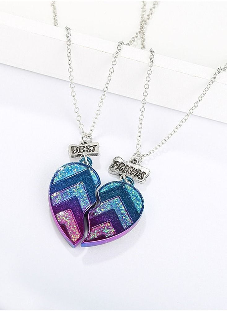 SYOSI - Best Friend Necklace, Half Heart Pendant, Friendship Necklace, BFF Necklace for 2-Split Valentine Heart Necklace, Sister Necklace Set Jewelry Birthday Valentine Gift for friend, 1 Set - Image 1