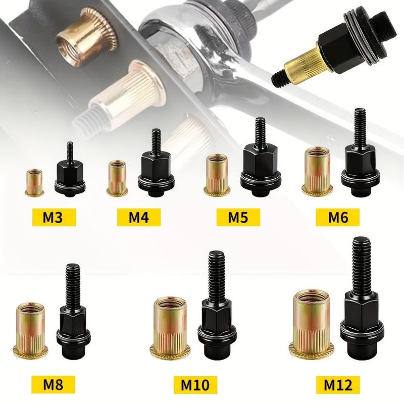 307 Pcs Manual Rivet Gun with Rivet Nut Set M3 M12 Pop Rivet Tool Industrial Strength Metal Fastener Kit - Image 5