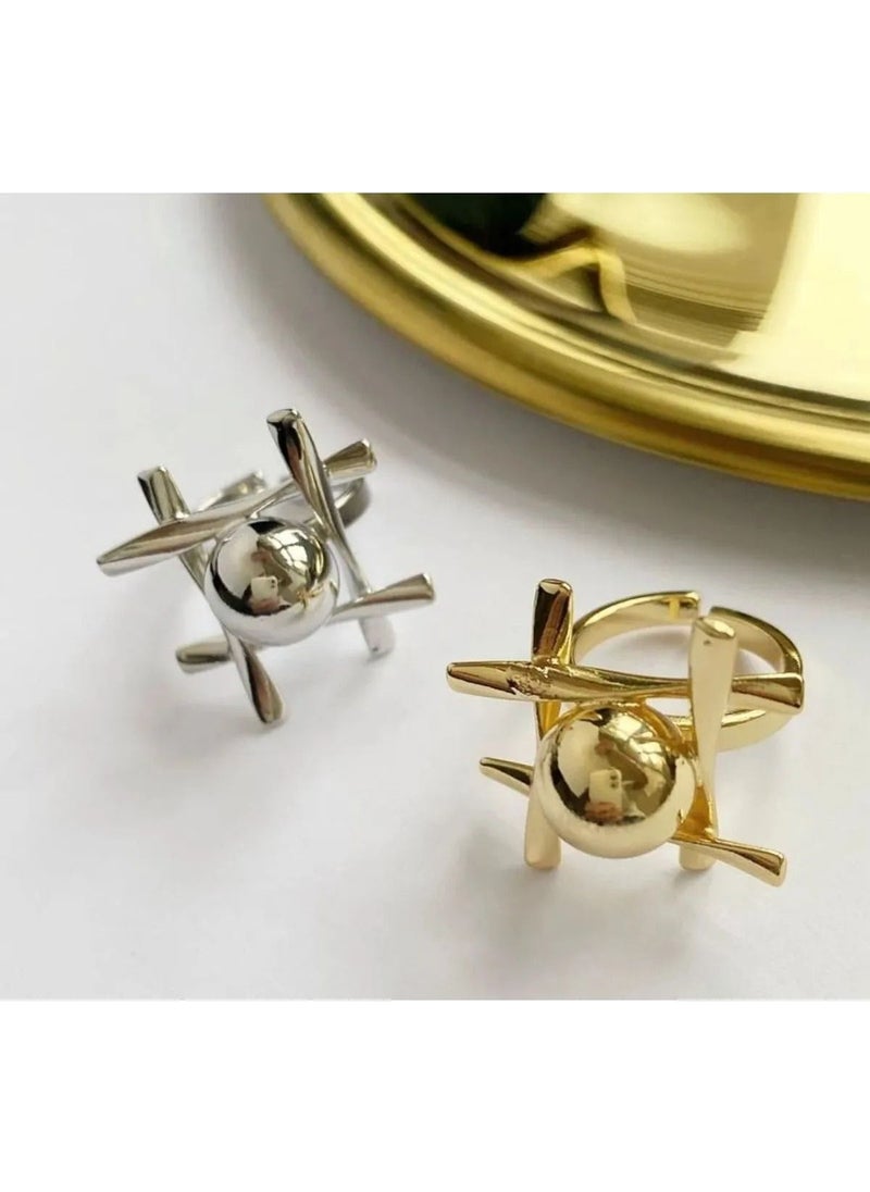 Riton - metal Adjustable Ring Minimalist Tic Tac Earrings, The Perfect Combination of Simplicity and Style - Image 1