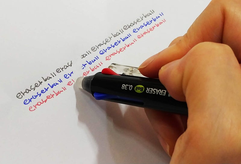 EraserBall ERASER BALL 3 Color 0.38mm, Erasable Gel Pen and Refills, Black Blue Red Ink, MB-300 (5 Pens) - Image 2