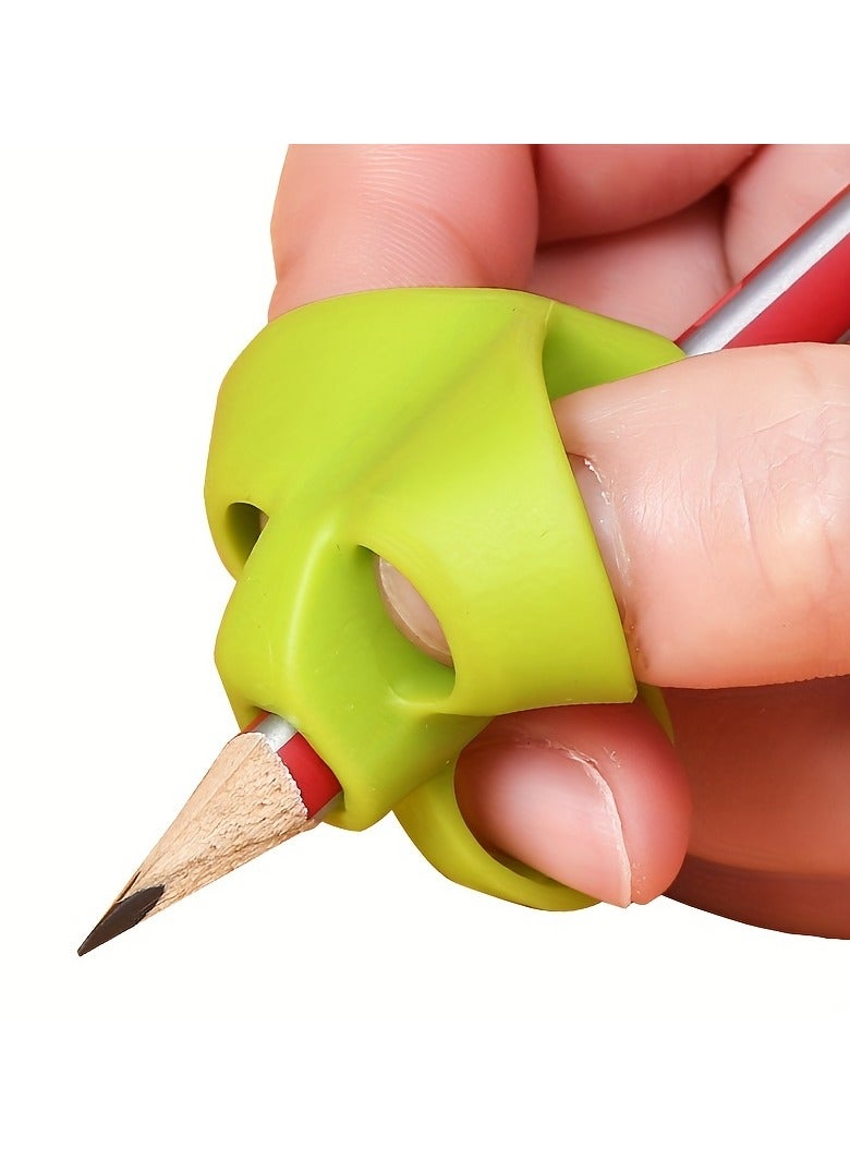 5pcs Student Grip Pen Corrector Set Elementary School Students Writing Corrector Soft Rubber Writing Posture Grip Pen Kids Handwriting Aid Correction Tool（Color random） - Image 2