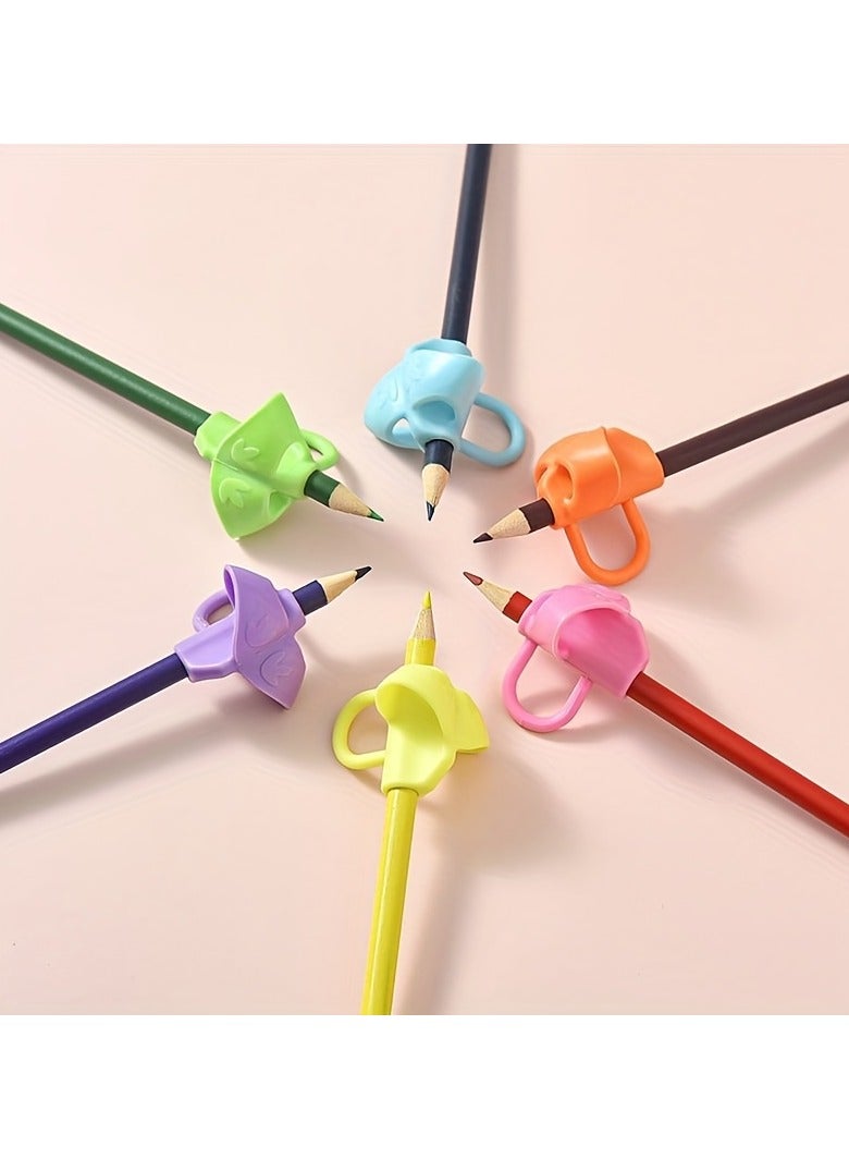 5pcs Student Grip Pen Corrector Set Elementary School Students Writing Corrector Soft Rubber Writing Posture Grip Pen Kids Handwriting Aid Correction Tool（Color random） - Image 5