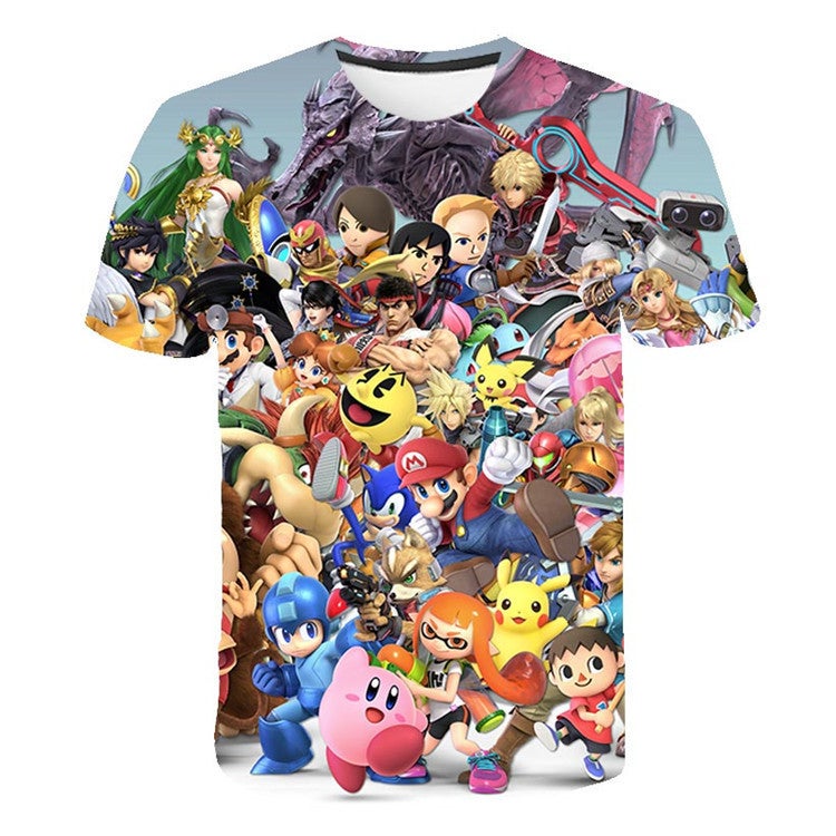 Korean Movie Mario 3D Printed Short-Sleeved T-Shirt Kidsren'S Casual Loose Round Neck Short-Sleeved T-Shirt - Image 5