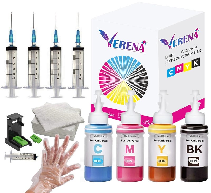 Verena Refill Kit Compatible for Canon Pixma E470, E470, E477, E400, E410, E417, E560, E3370, E4570, MG2577S Printers Cartridges (Full Set Refill Kit) - Image 1