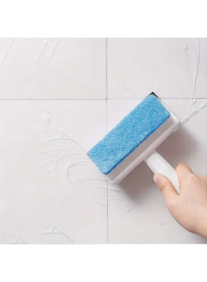 Blue Plastic Glass Scraper And Dual Sided Mirror Sponge Brush For Window Shower Tile - Image 5