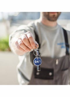 Y&D 1 Set Number Key Chain Round Tags Ring ID Numbers 1-30 for Dormitory Keys House Lockers (Blue)  - Image 2