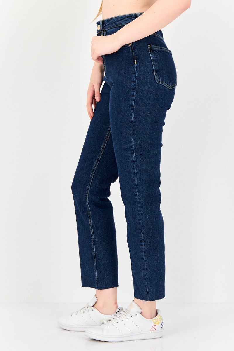 DeFacto Women Regular Fit Plain Stretchable Jeans, Blue - Image 3