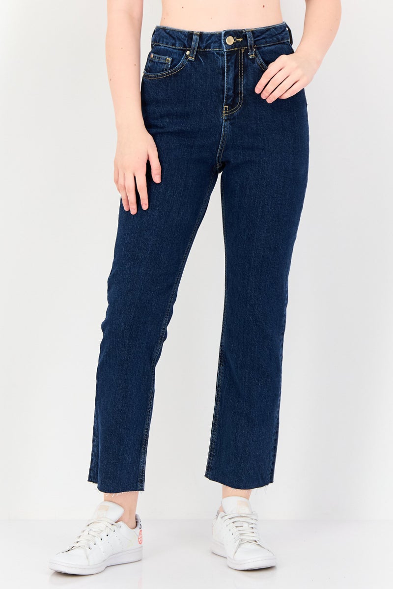 DeFacto Women Regular Fit Plain Stretchable Jeans, Blue - Image 1